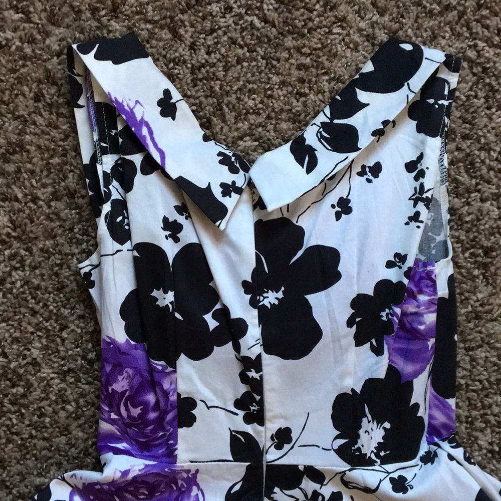 NWOT Purple Floral Retro Swing Dress - Picture 6 of 8